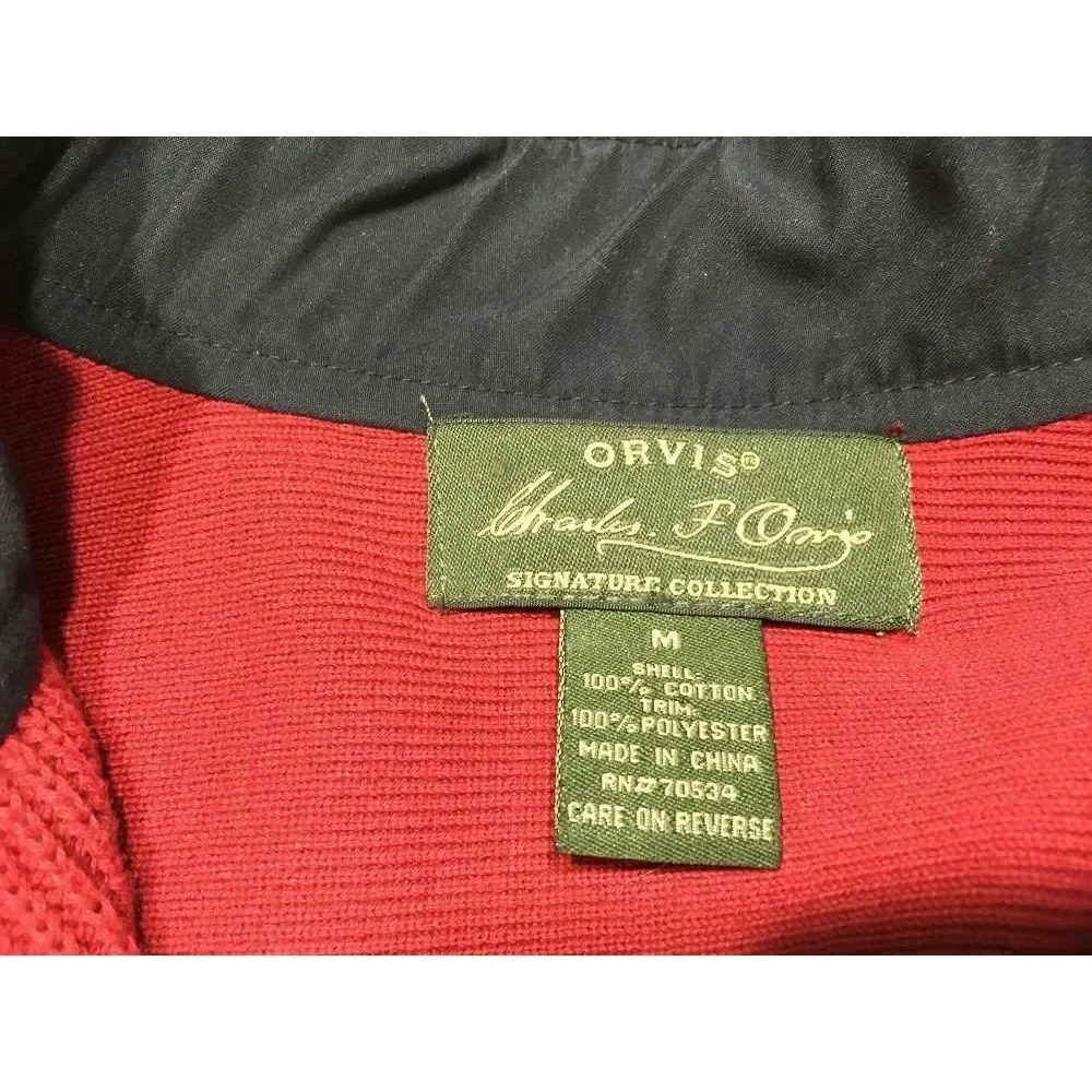 Orvis Signature 1/4 Zip Sweater M Red Cotton Pullover Fishing Mens‎
